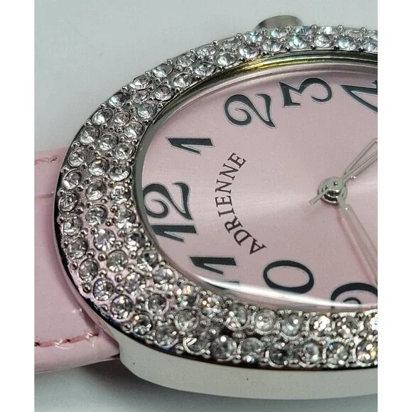 Adrienne Quartz ADR057 Womens Watch Pink Band Diamond Jewel Trim New Battery - Picture 4 of 13
